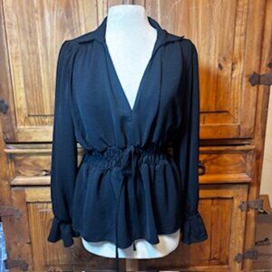 Rose & Grey Black Blouse Size M